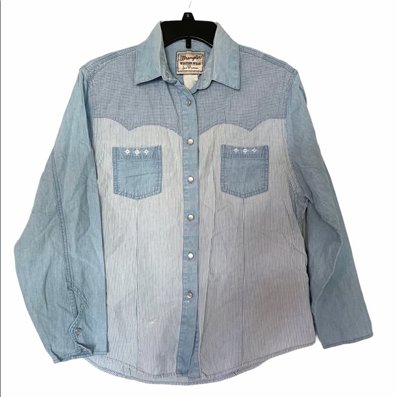 Wrangler Tops - Vintage Wrangler Western Denim Button Down Shirt